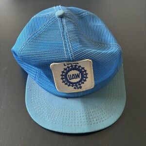 Vintage Local UAW 450 Union Hat Blue Mesh Trucker Hat OSFM K-Brand USA